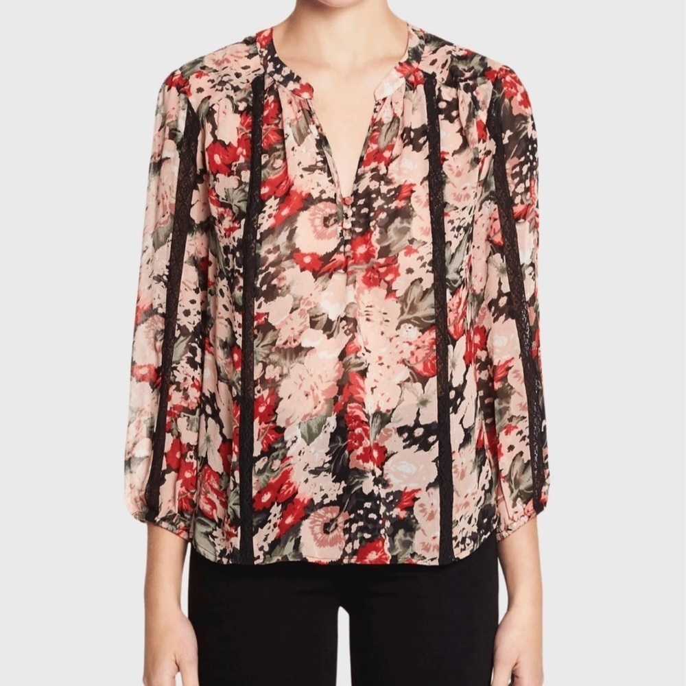 Joie Eber Silk Blouse in Caviar Size XXS